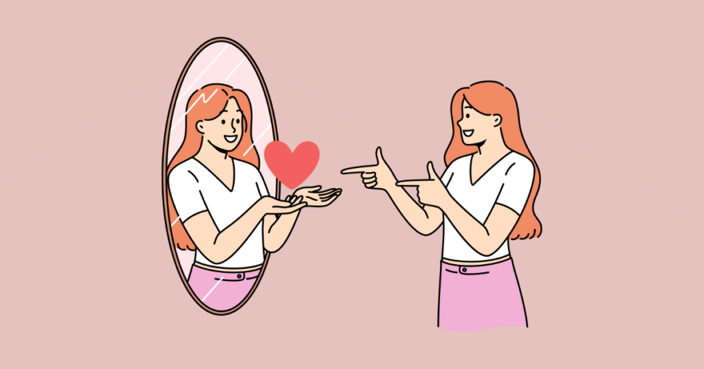 鏡を見る女性