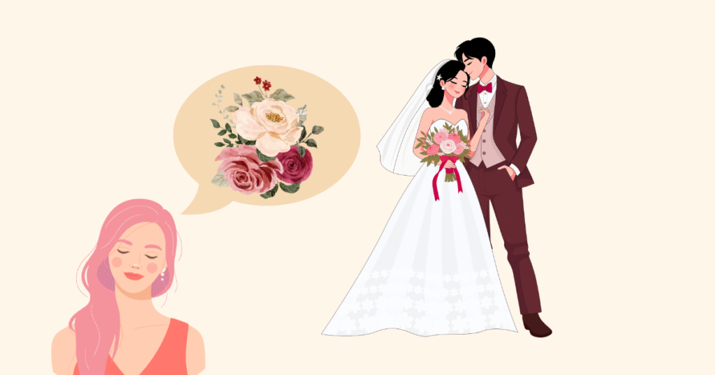 カップルを祝福する女性