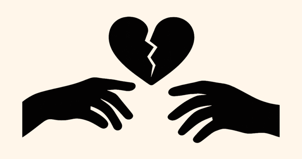 手とハートブレイク