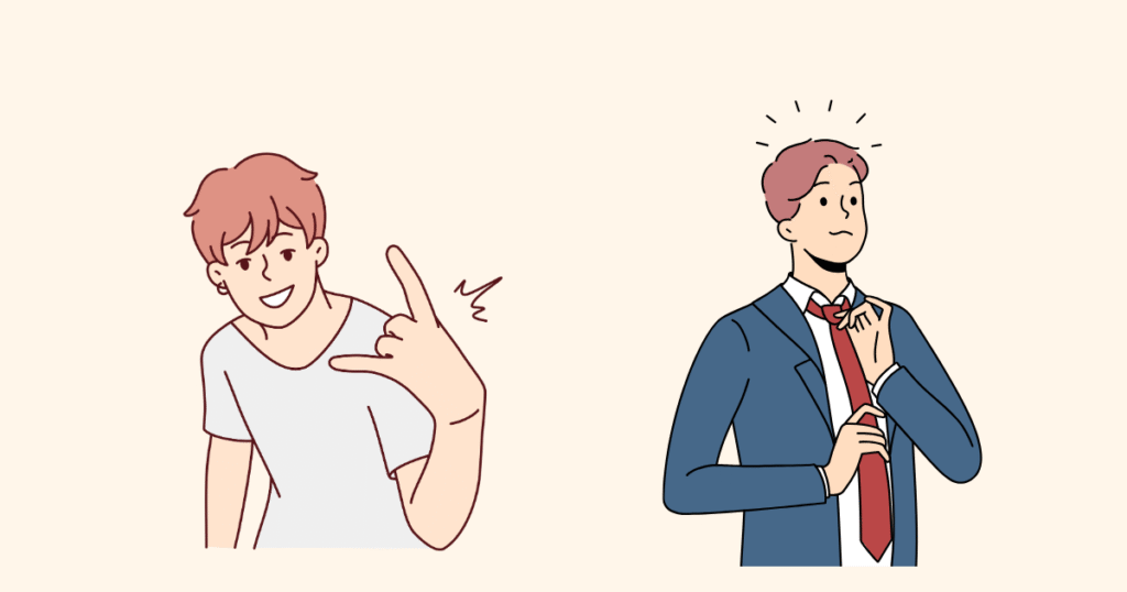 カッコつける男性と真面目な男性